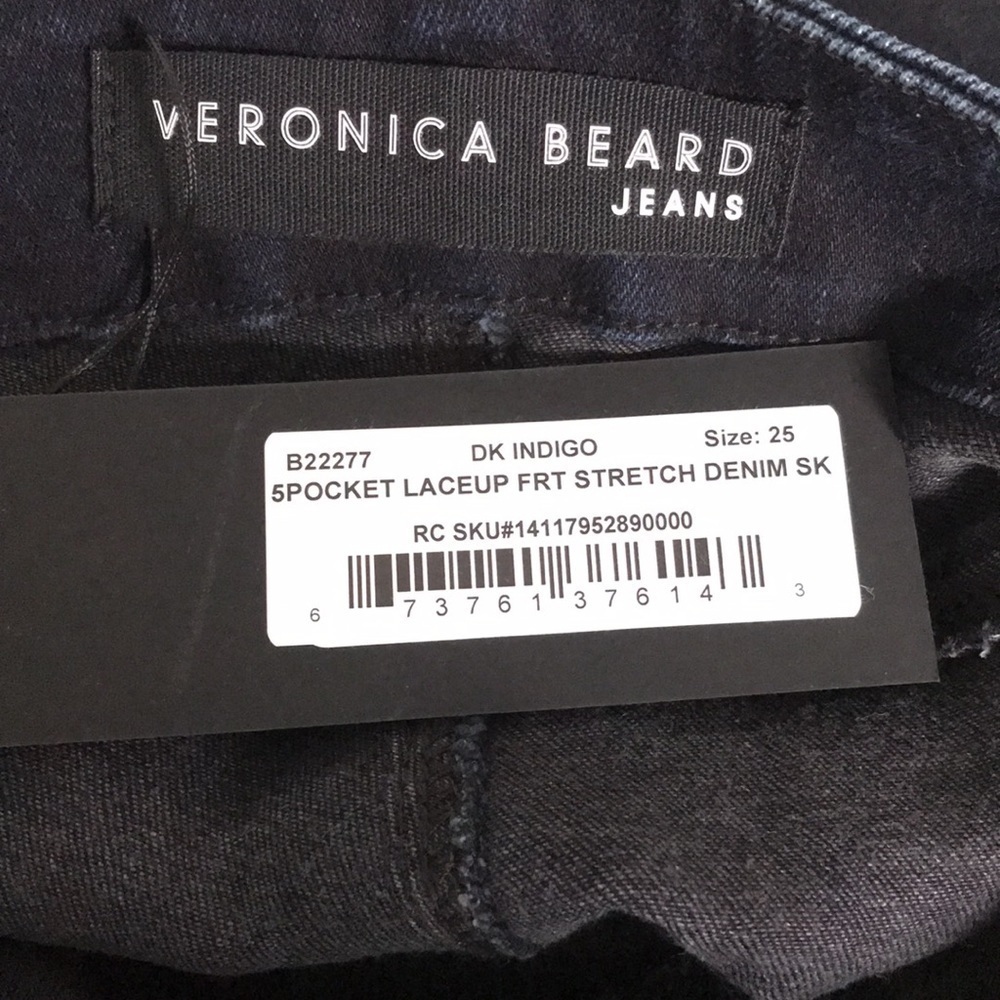 Price is firm New VERONICA BEARD Dark Indigo Lace-up Front Stretch Denim Size 25 - Picture 9 of 15